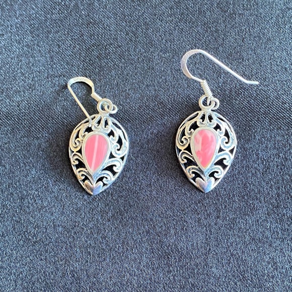 Sterling silver and coral earrings - Picture 1 of 1